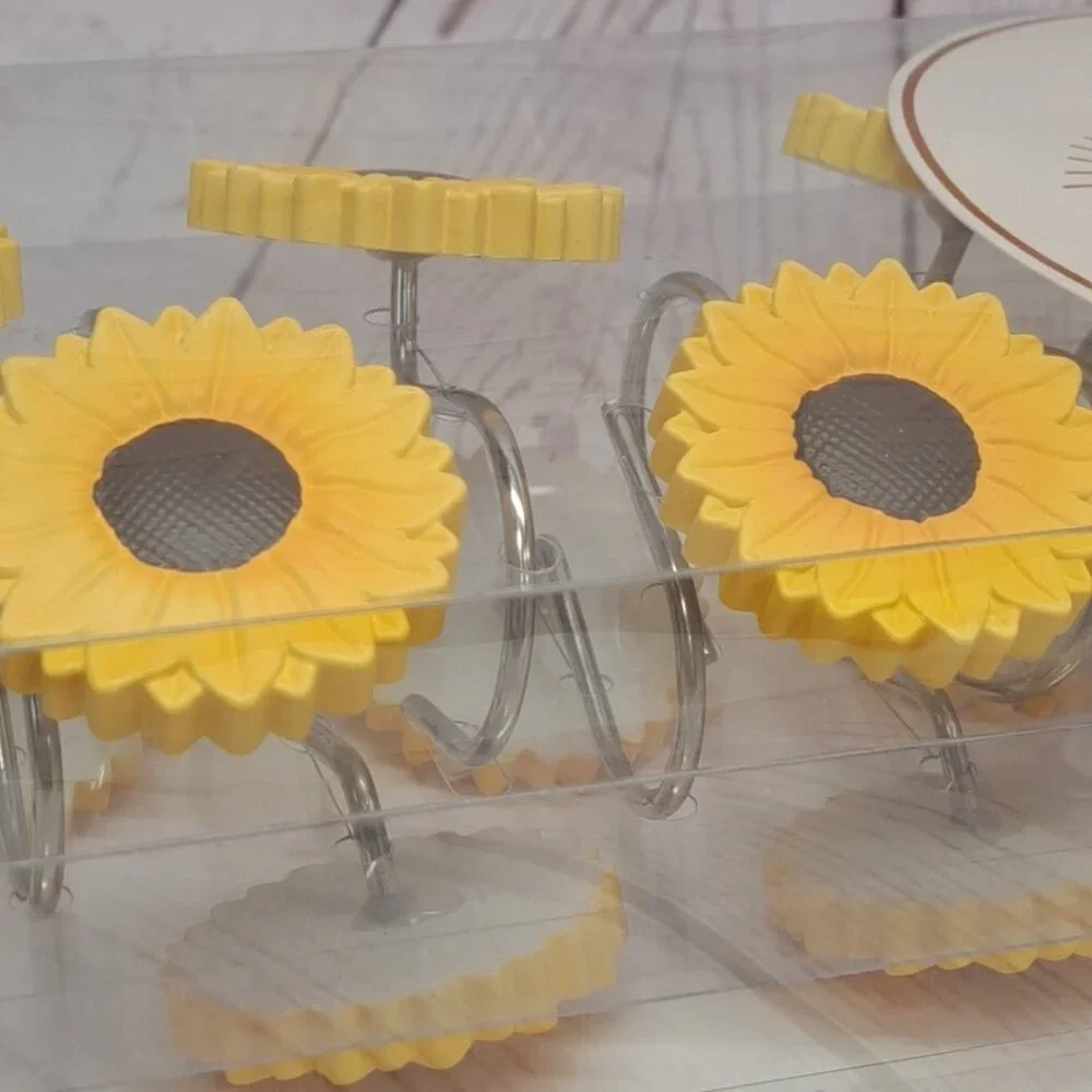 SUNFLOWER Anti Rust Shower Curtain Hooks - 12 Shower Curtain Rings 🌻New In Box